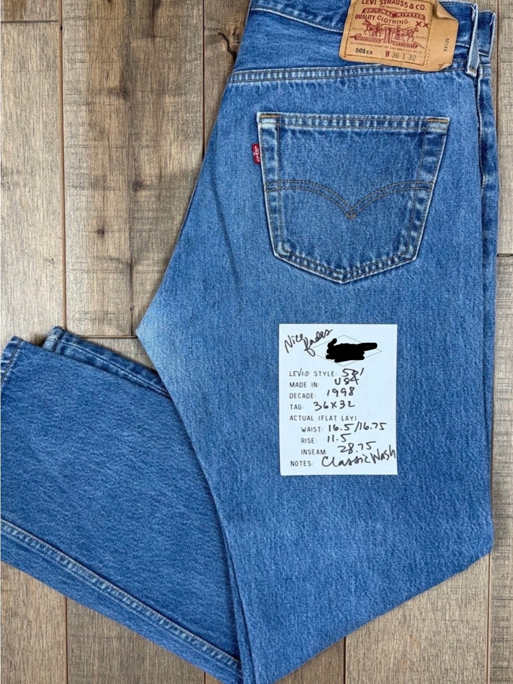 Vintage 1998 Levi's 501 Medium Blue Jeans